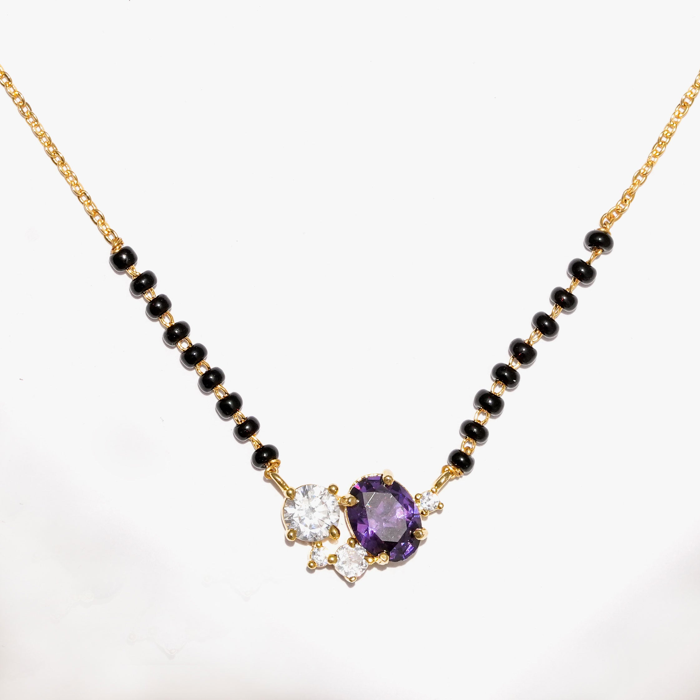 Elegant Purple Diamond Mangalsutra Necklace – Traditional & Stylish Jewellery for Women
