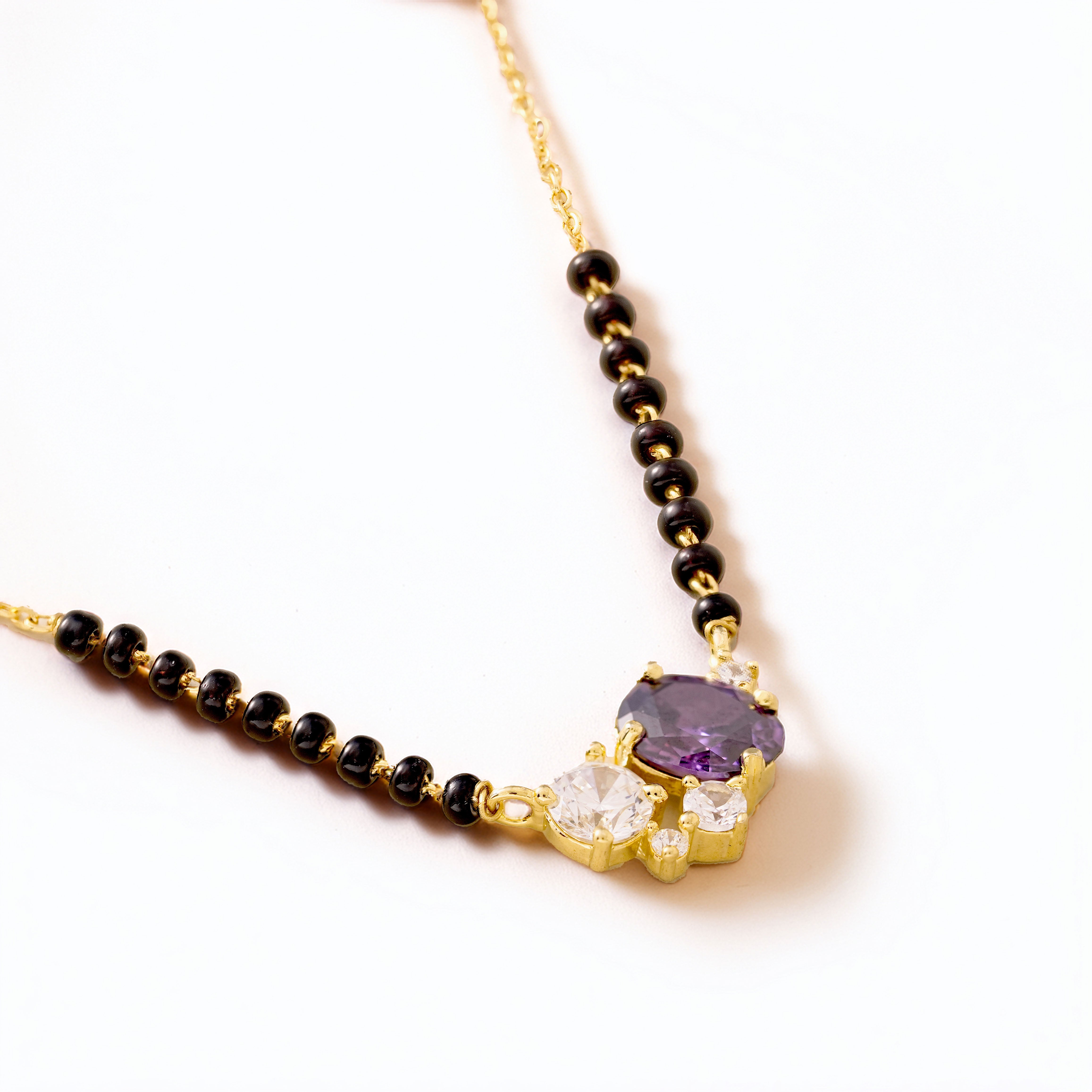 Elegant Purple Diamond Mangalsutra Necklace – Traditional & Stylish Jewellery for Women