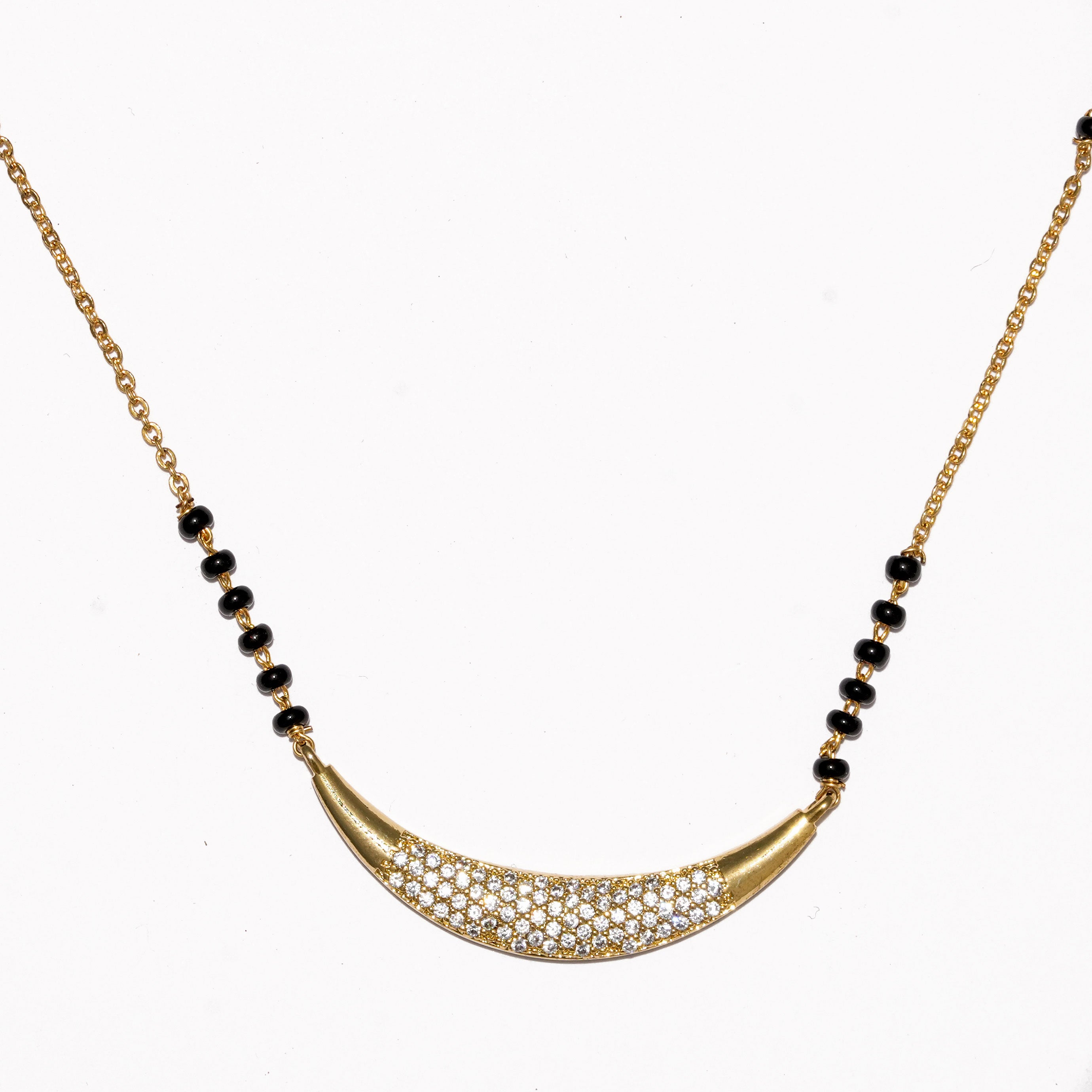 Elegant Half Moon Diamond Mangalsutra Necklace – Traditional & Stylish Jewellery for Women
