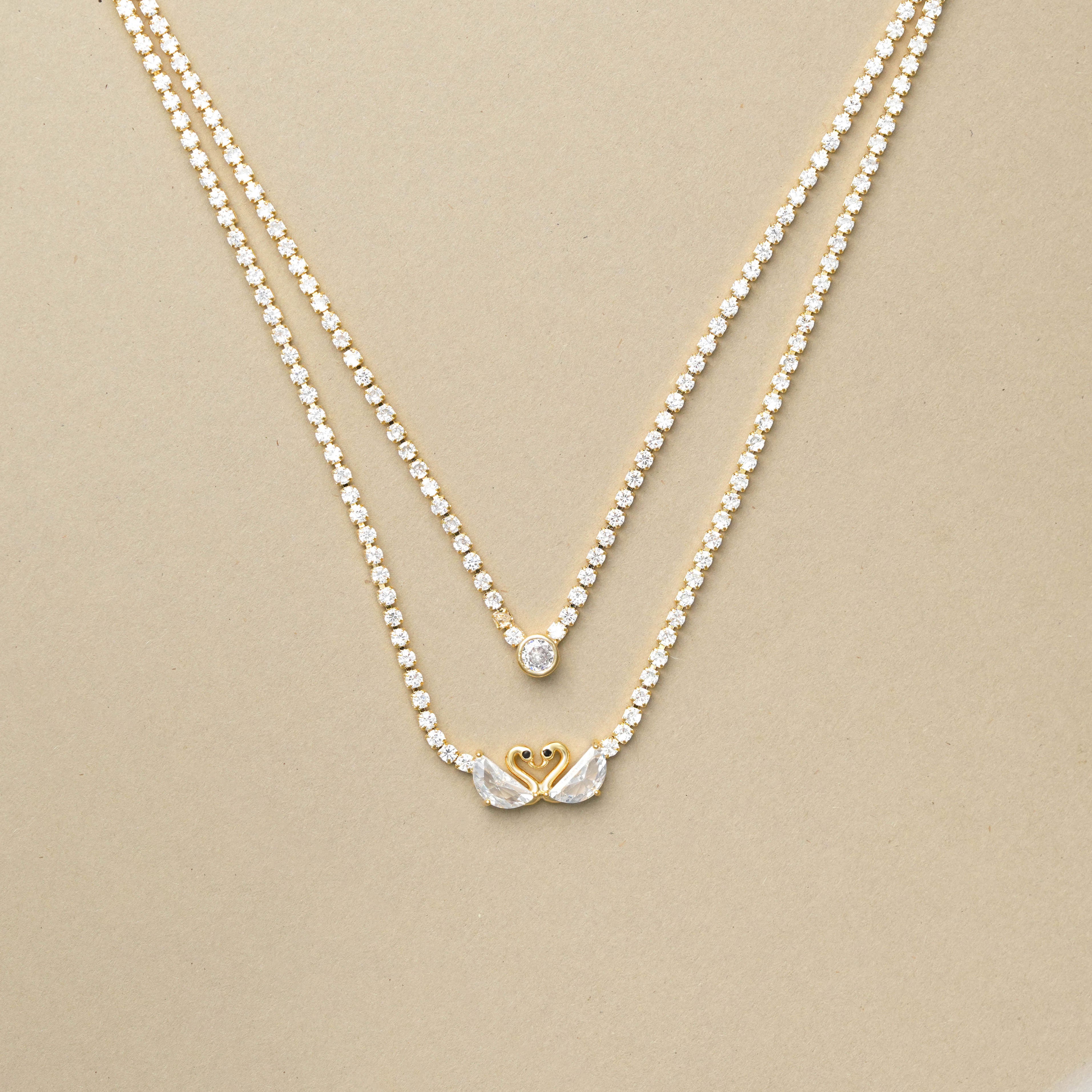 Double Layer Swan Anti Tarnish Necklace