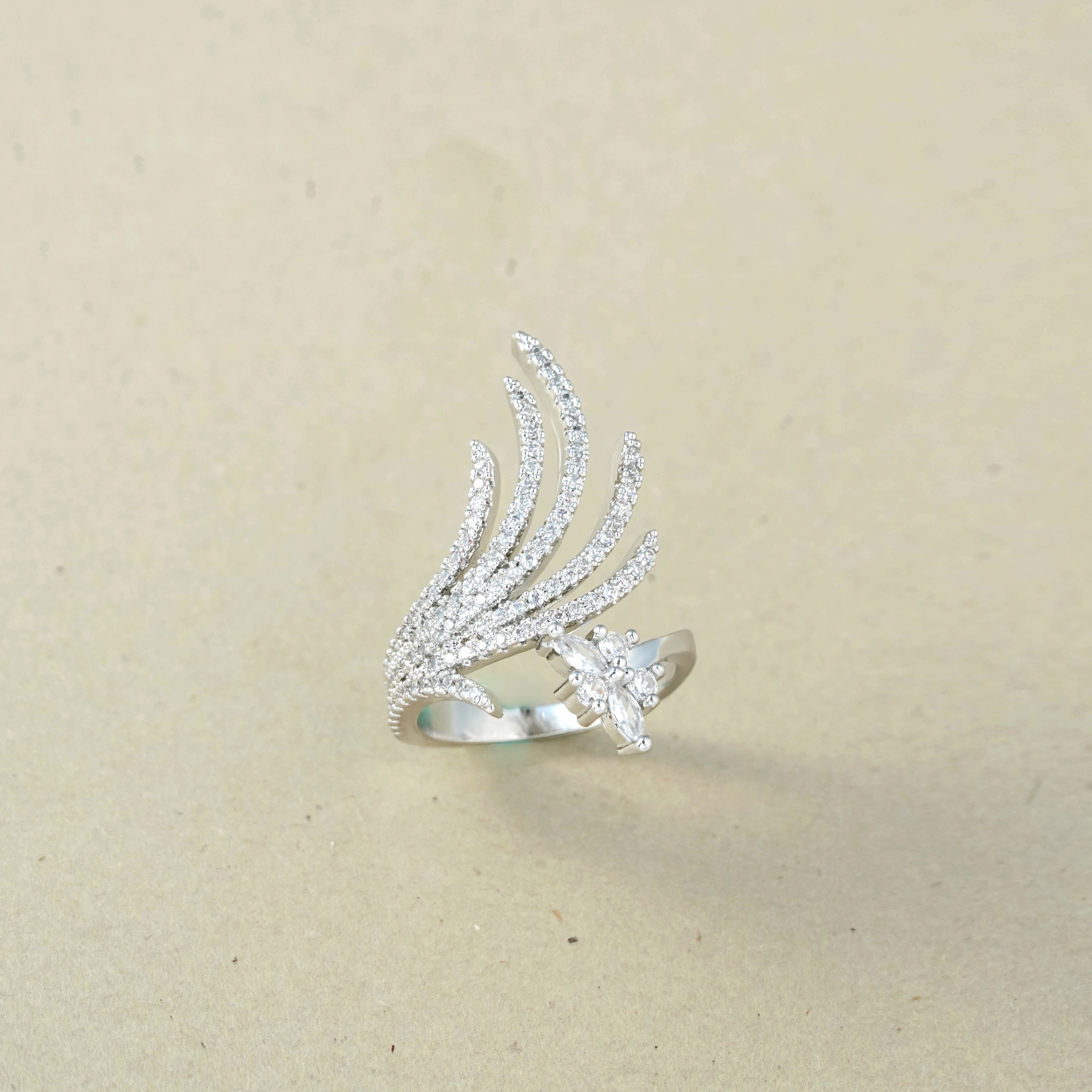 Elegant Silver-Plated Solitaire Crystal Ring – Stylish Jewellery for Women & Girls