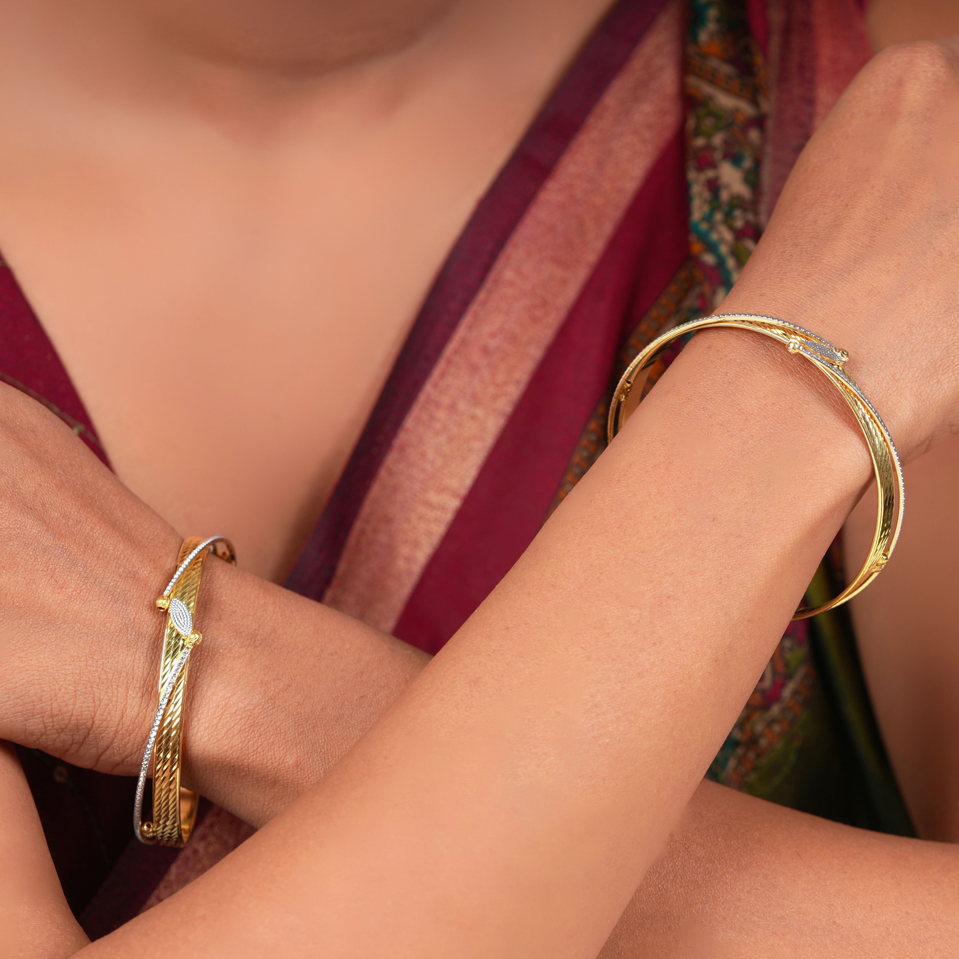 Classic Diamond Ring Line Band Bangles – Timeless Elegance for Women