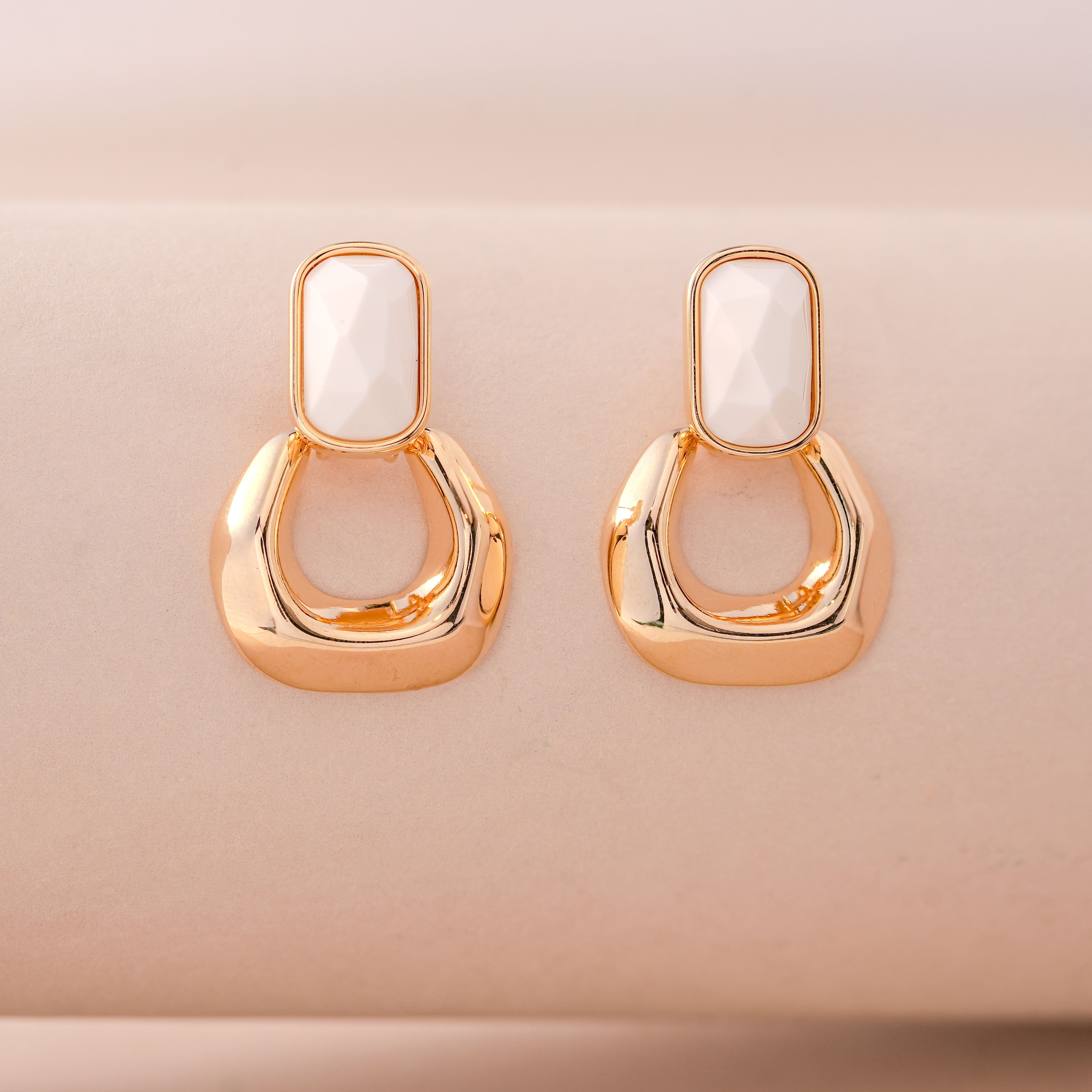 Elegant White Stone Earrings – Fashion Statement Jewellery for Women