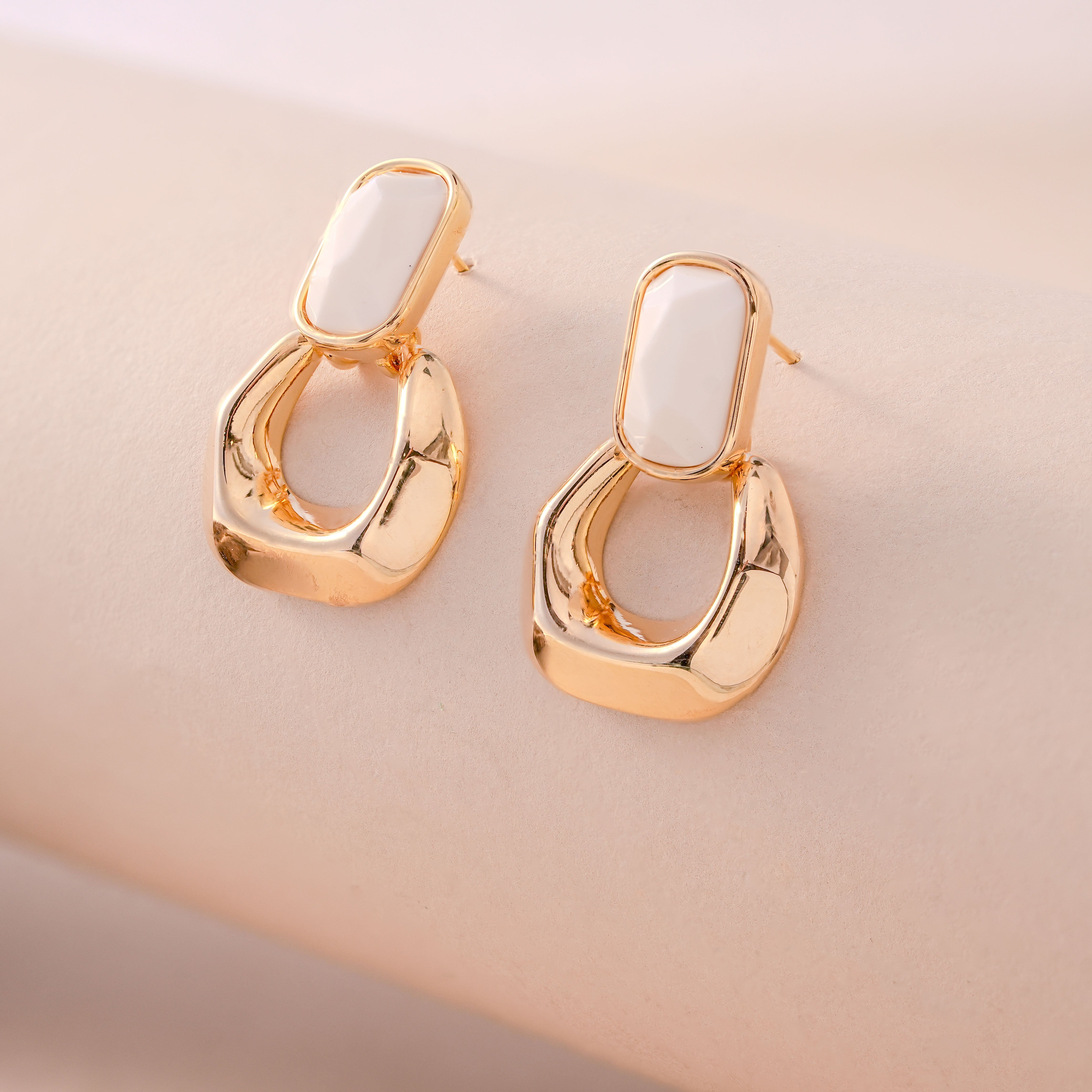 Elegant White Stone Earrings – Fashion Statement Jewellery for Women