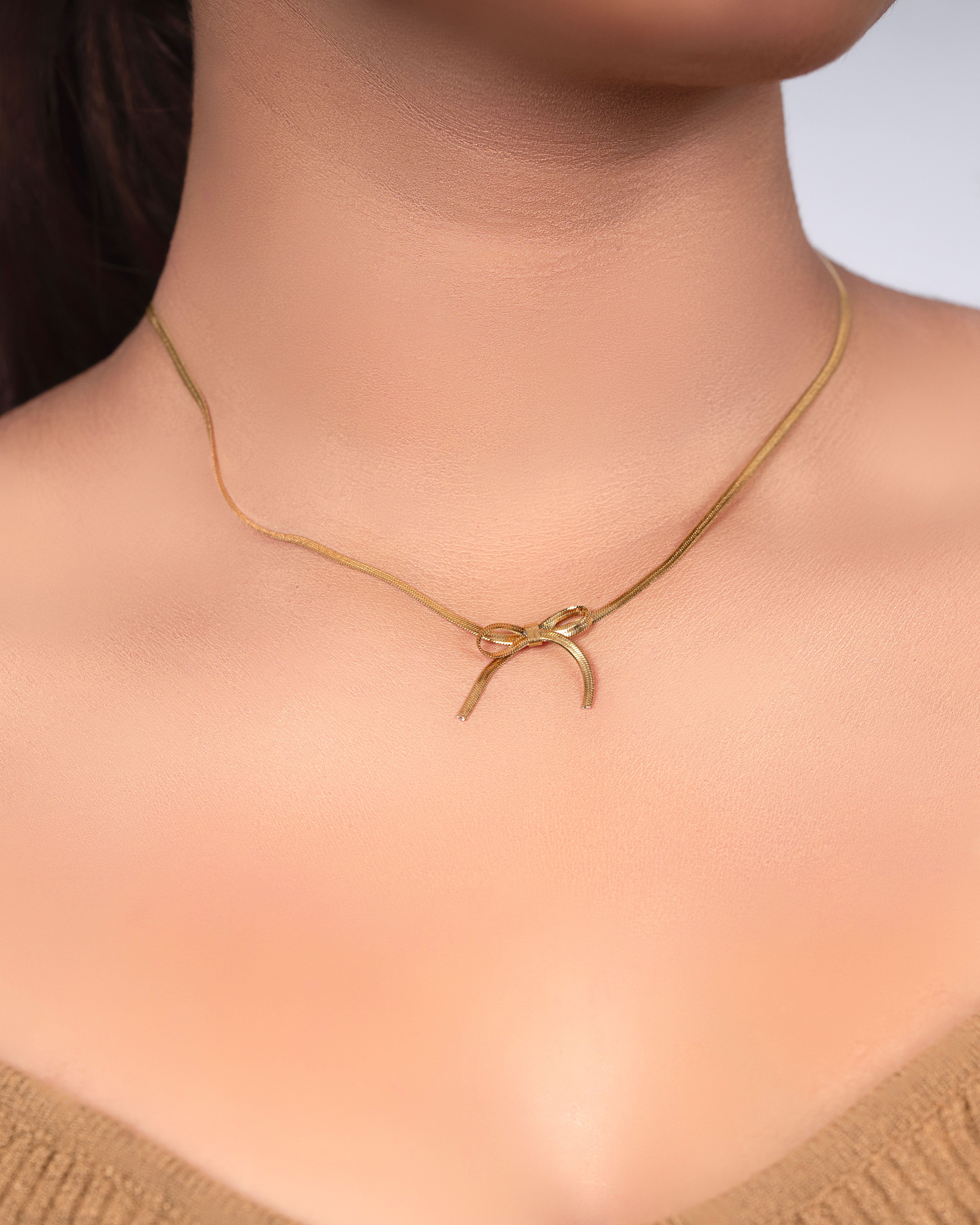 Bowknot Snake Chain Anti Tarnish Necklace