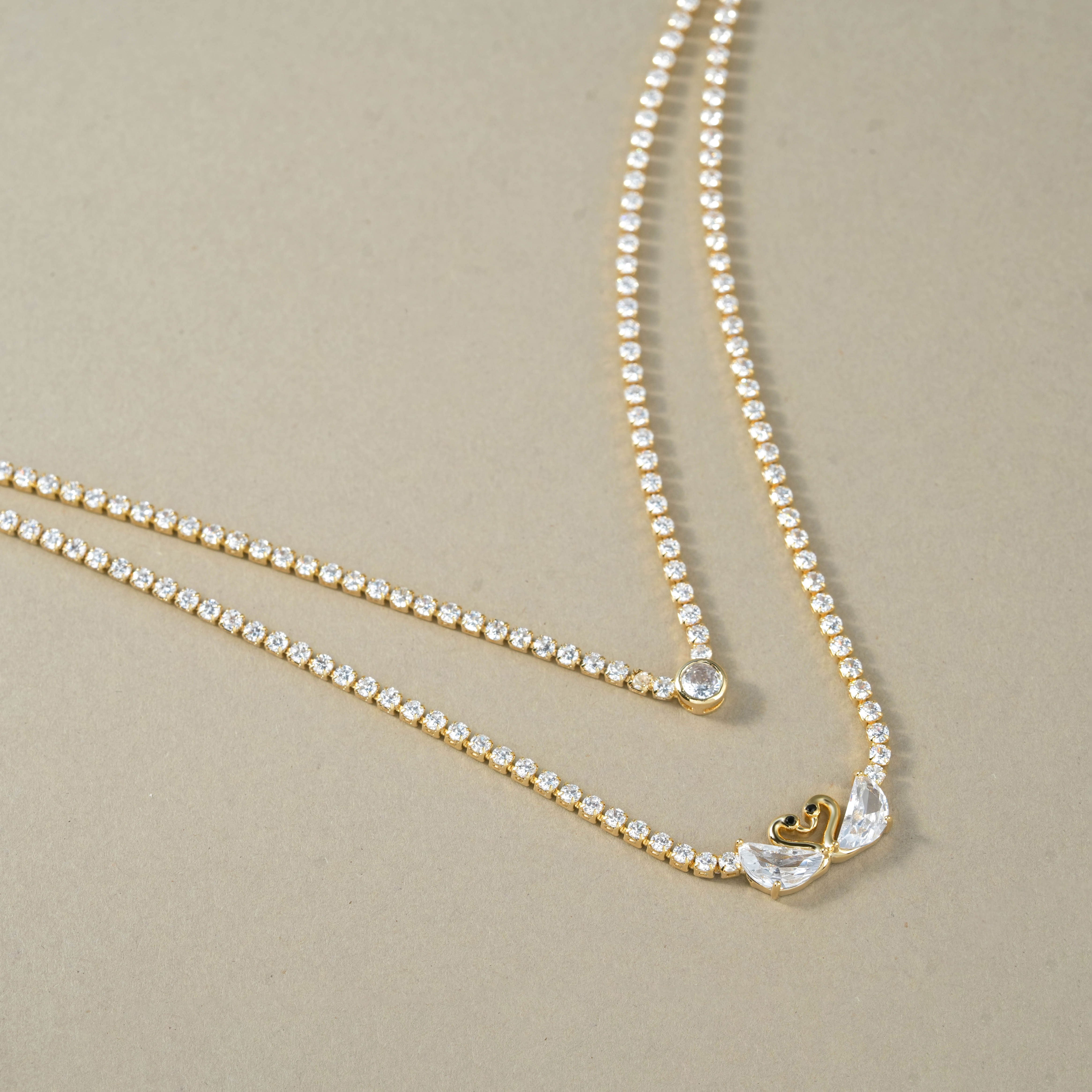 Double Layer Swan Anti Tarnish Necklace