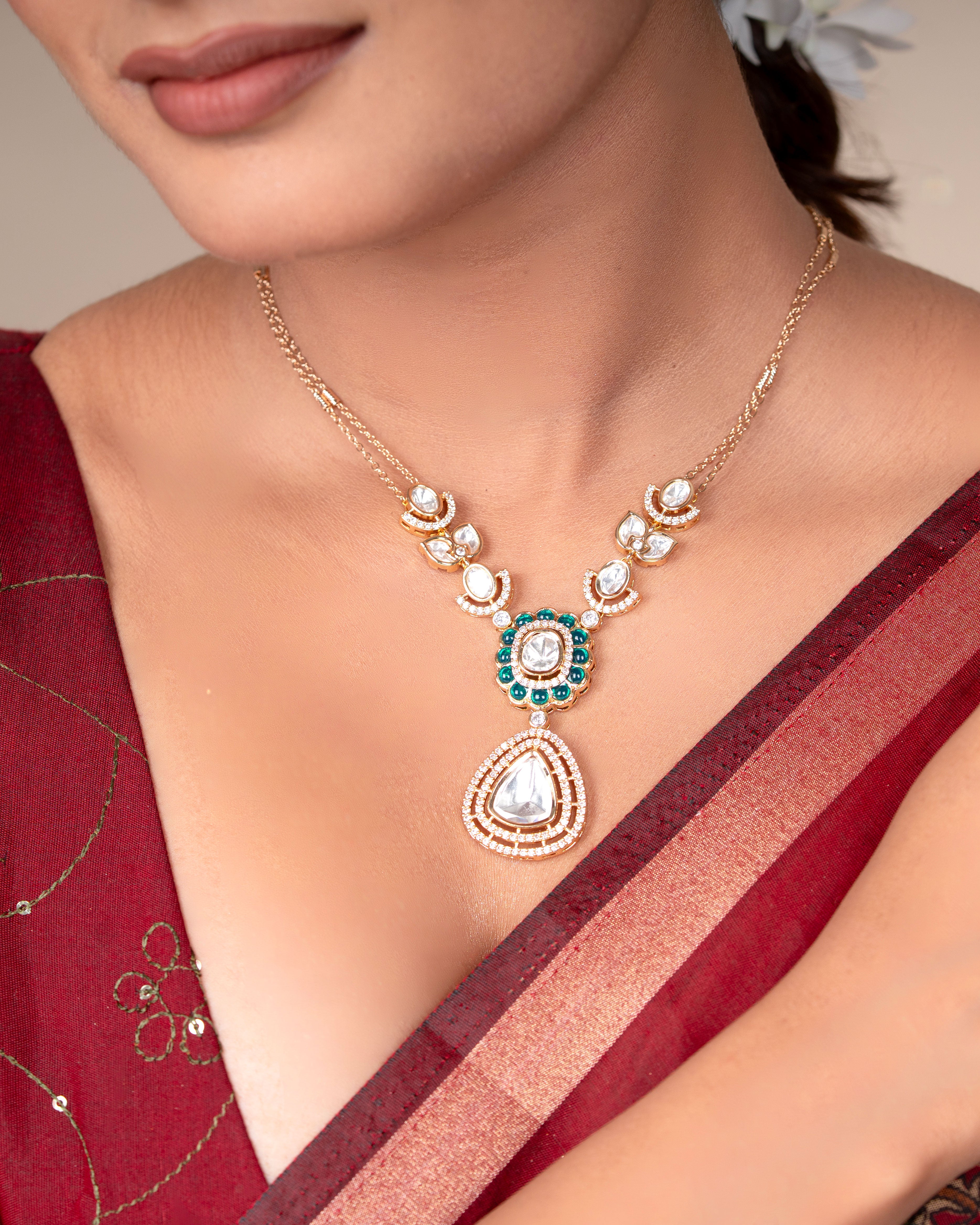 Natural Stones Antique Finish Earrings & Necklace Set