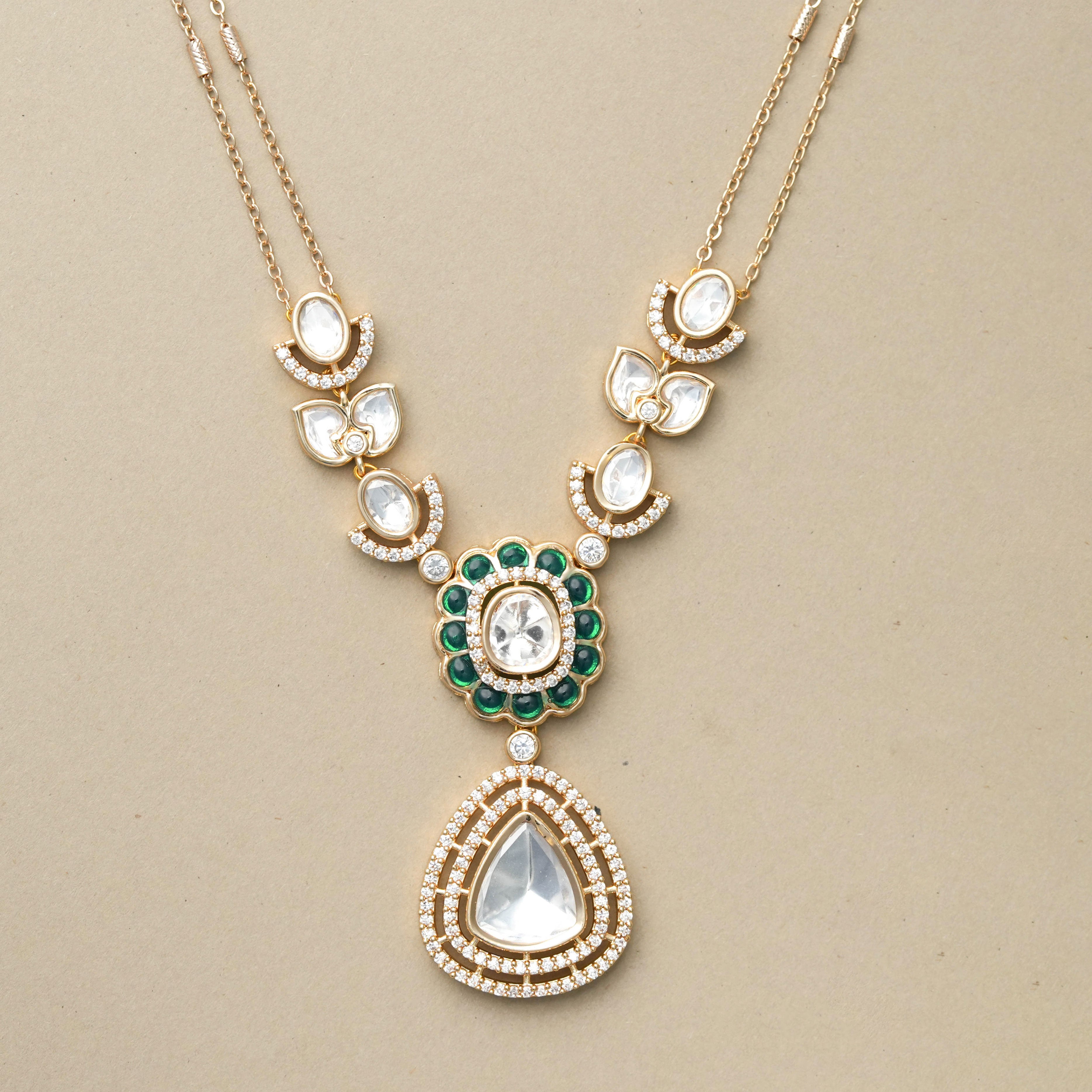 Natural Stones Antique Finish Earrings & Necklace Set
