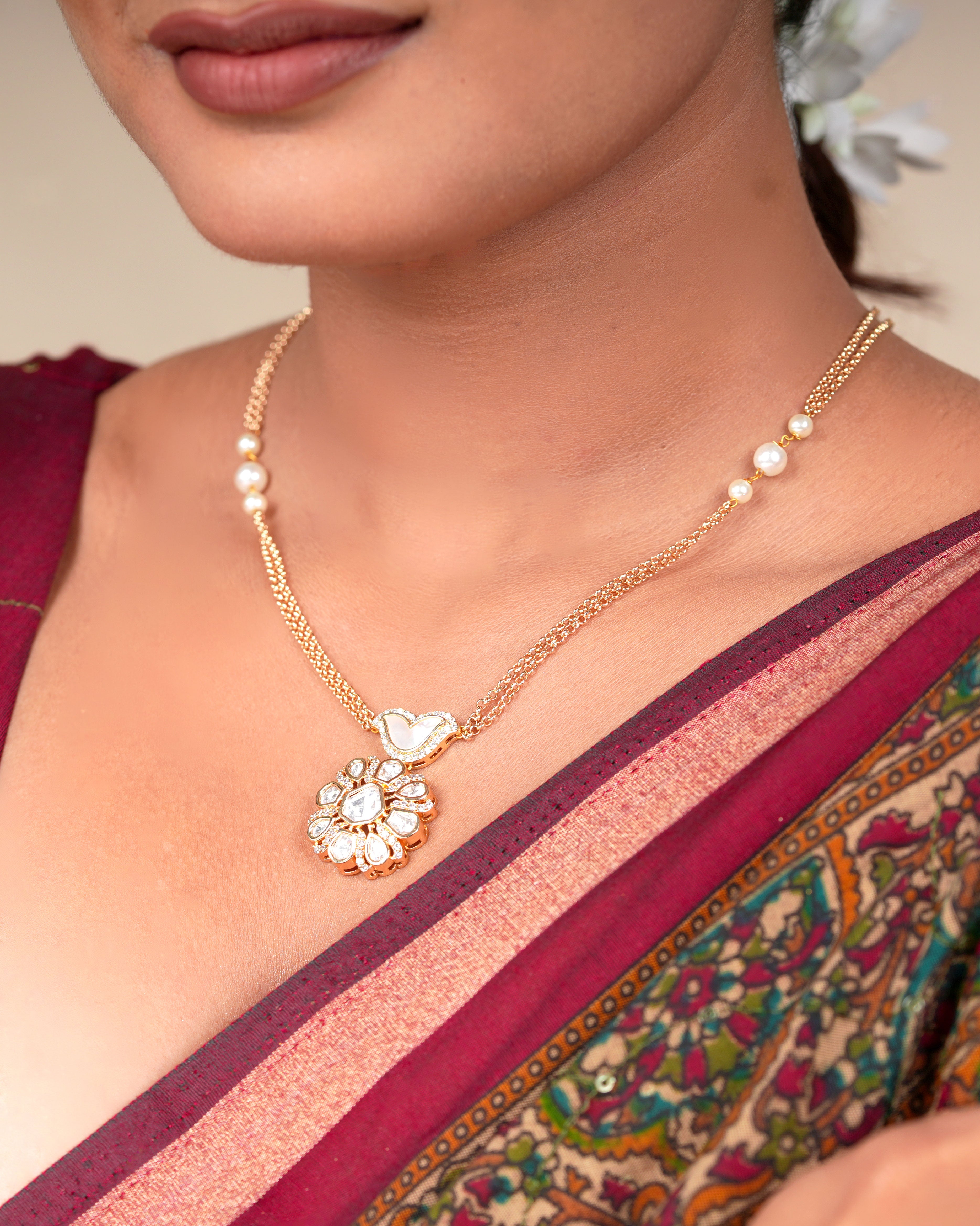 Stones and Beads Jewellery Set Earrings & Necklace