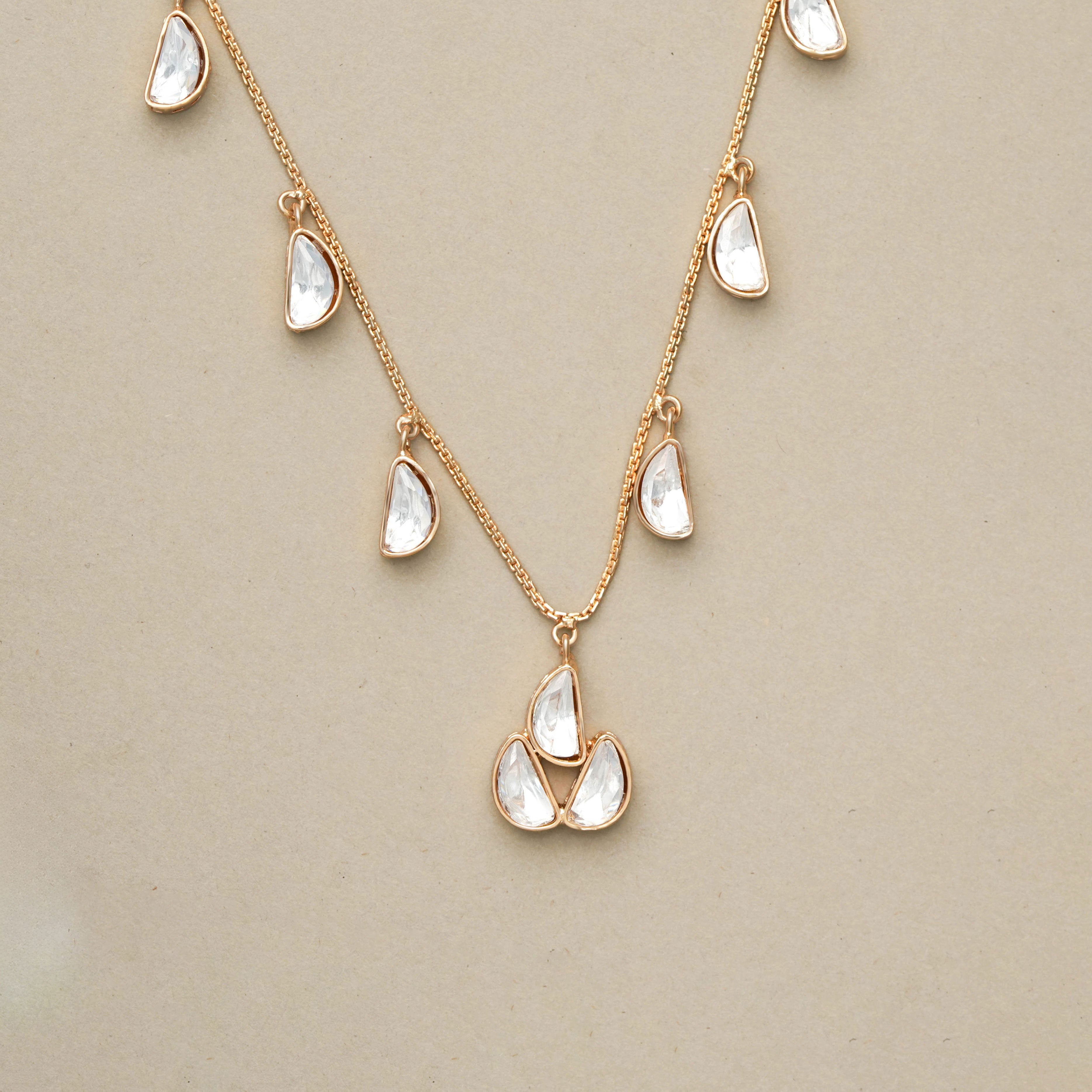 Sophisticated Stone-Studded Jewellery Earrings & Necklace Set