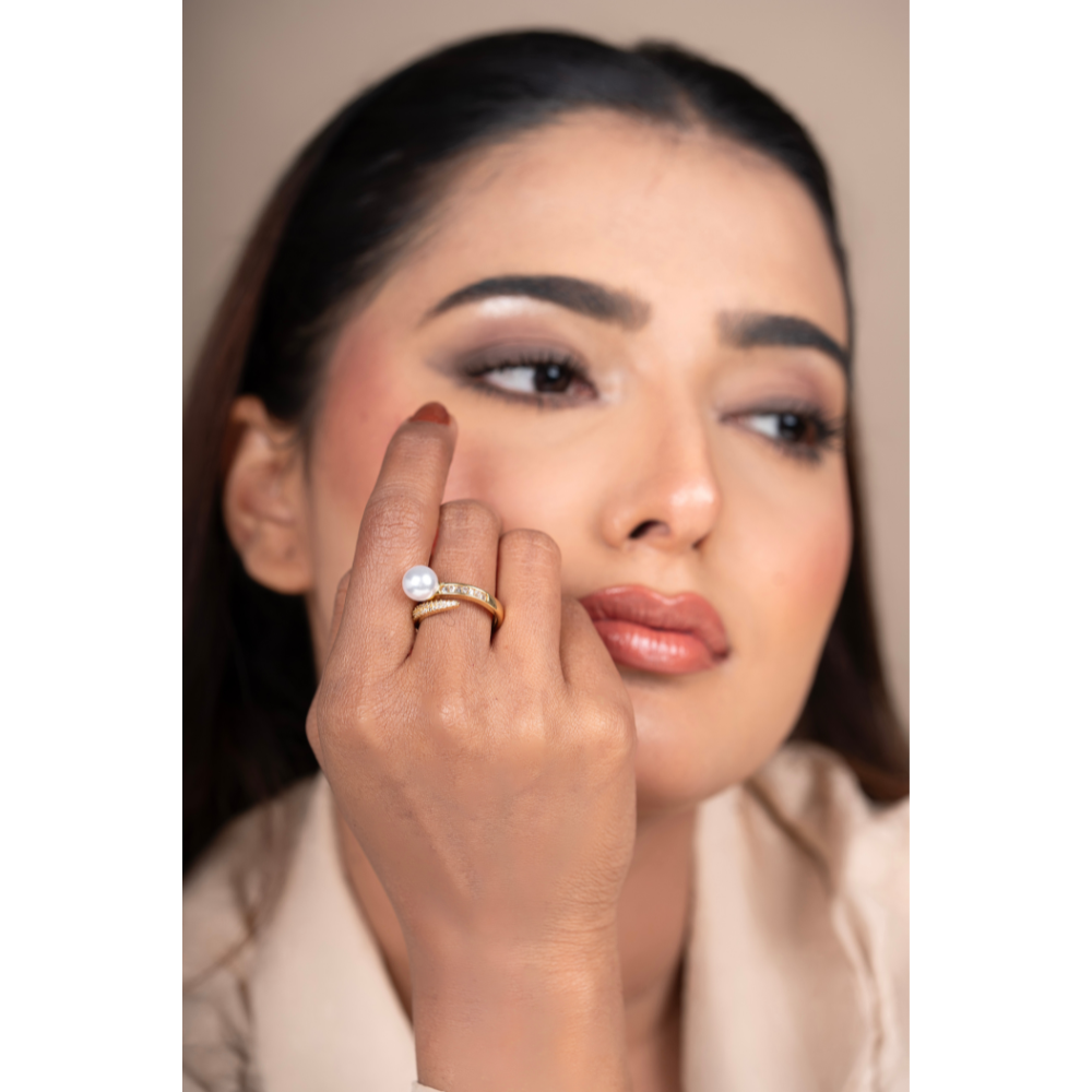 Elegant White Jem Ring – Stylish Jewelry for Women & Girls                                                SIZE-ADJUSTABLE