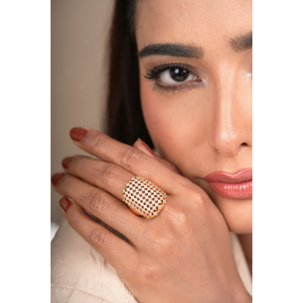Elegant Dimond Shield Ring – Stylish Jewelry for Women & Girls